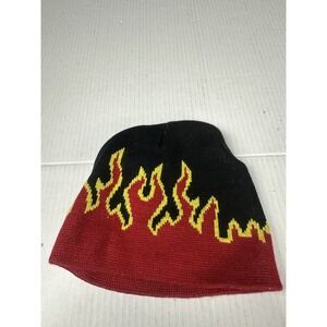 Punk Skater Flame Beanie | Y2K ALT Grunge Fire Hat Great Vintage